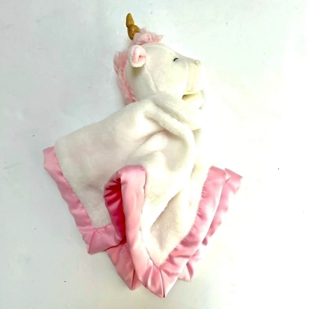 CARTERS Pink Stuffed Unicorn Ultra Plush Lovey Satin Security Blanket Baby